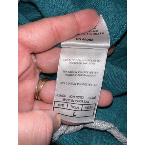 Teal Soffe Funnel Neck Cowl Pull Over Sweatshirt Athletic Jacket Size L - Picture 4 of 4